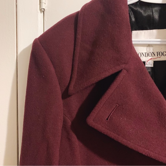 London Fog size 10 petite plum double-breasted peacoat - gorgeous gold buttons - Picture 6 of 10
